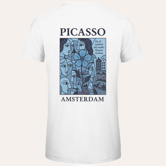 Premium Bio T-Shirt Picasso blue AL 150 stuks VERKOCHT