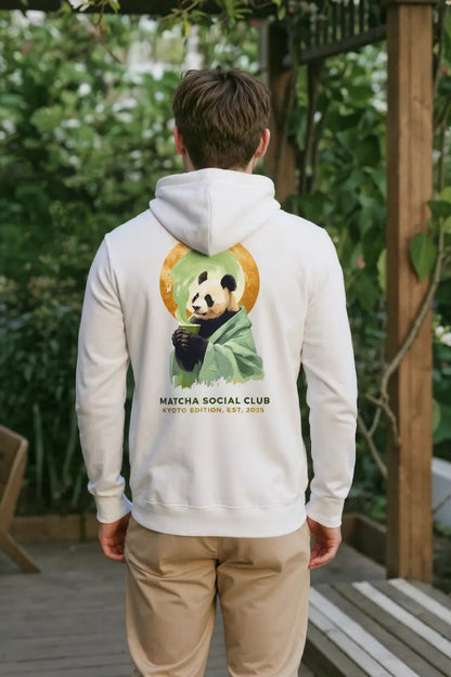 Heren Premium Bio Hoodie – Panda Matcha Edition