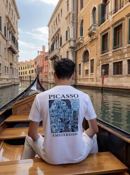 Premium Bio T-Shirt Picasso blue AL 150 stuks VERKOCHT